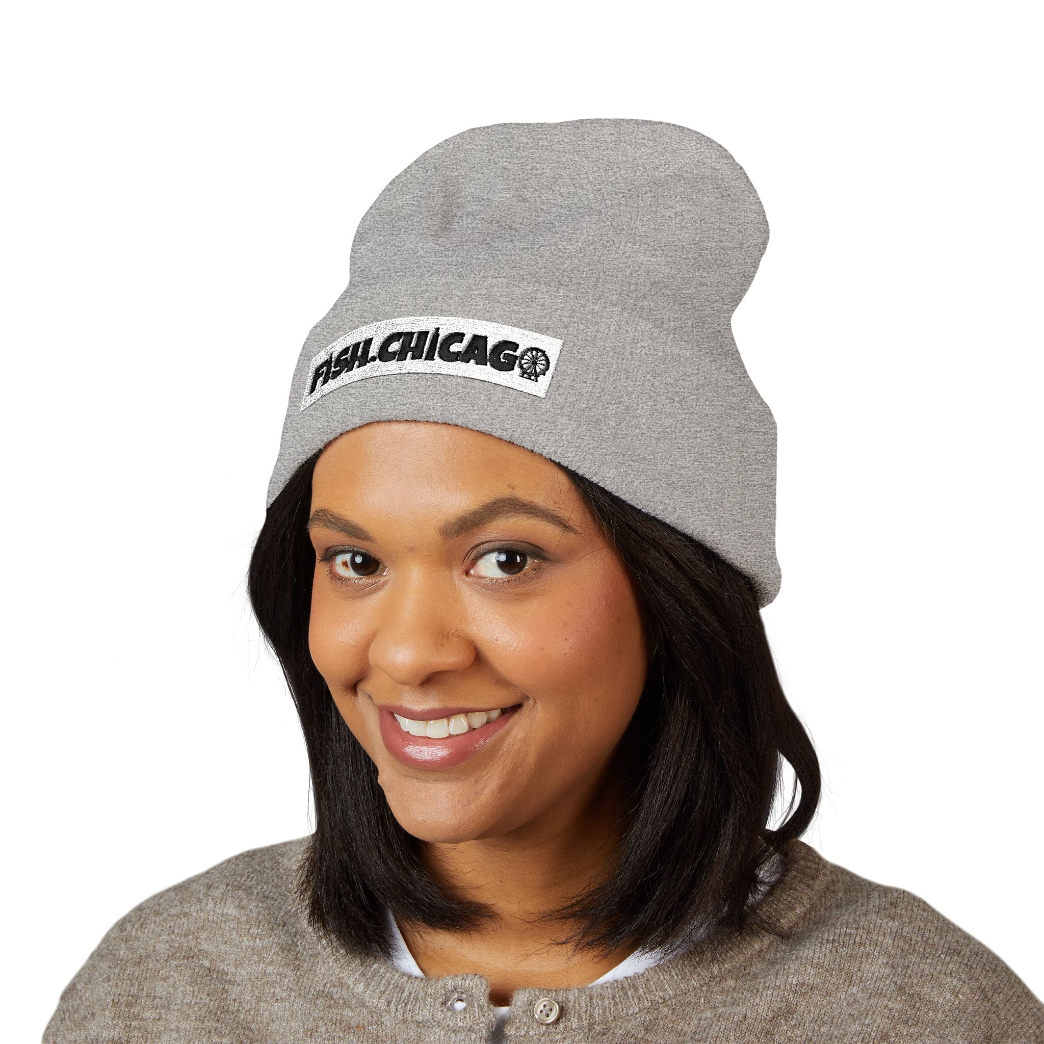 Fish.Chicago TXT Embroidered Beanie