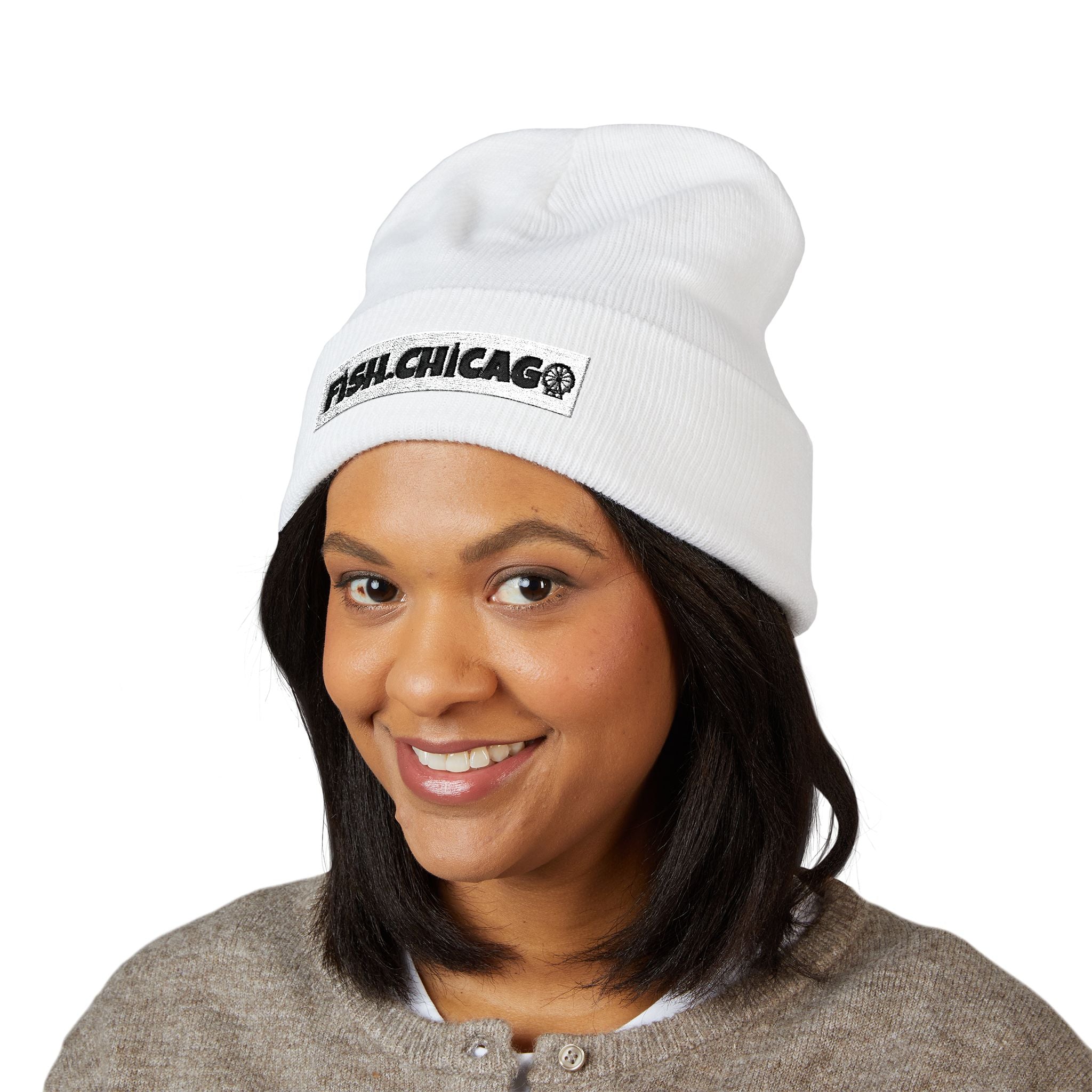 Fish.Chicago TXT Embroidered Beanie
